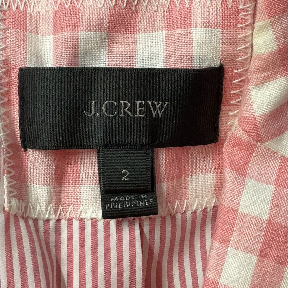 J. Crew Pink Gingham Blazer with Notched Lapels - Picture 3 of 4